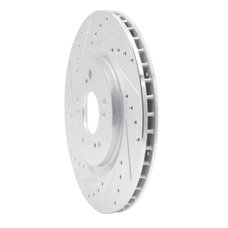 Acura NSX Brake Rotor (1) - Rear Left - R1 Concepts - Drilled & Slotted - Silver - `97-`05